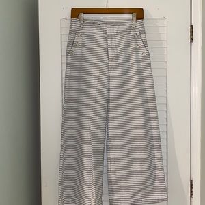 National striped pants with sailor buttons